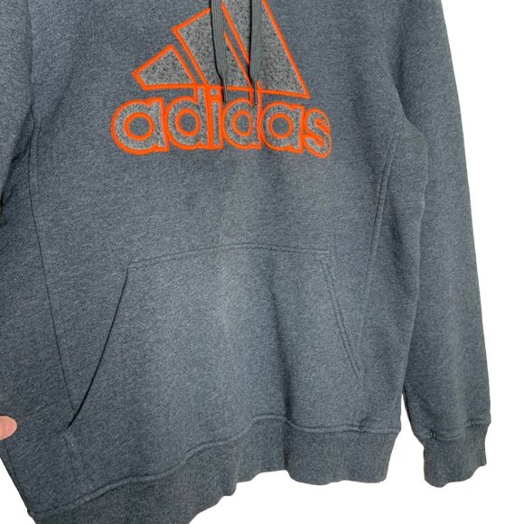 Adidas Hoodie Sweatshirt Hunter Orange Heather Gray Kangaroo Pouch Pocket S - Picture 3 of 7